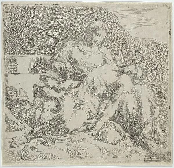 Pietà, the dead Christ supported by the Virgin, putti at the left, ca. 1633-46. Creator: Joost de Pape