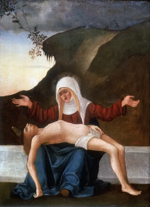 Framed Print : Pieta, early 16th century. Artist: Lodovico Mazzolini Framed Print : Pieta, early 16th century. Artist: Lodovico Mazzolini