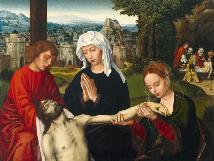 Framed Print : Pieta at the Foot of the Cross, ca 1530. Artist: Benson, Ambrosius (1495-1550) Framed Print : Pieta at the Foot of the Cross, ca 1530. Artist: Benson, Ambrosius (1495-1550)