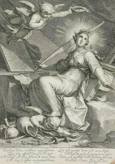 Framed Print : Pietas, 1610. Creator: Willem van Swanenburg Framed Print : Pietas, 1610. Creator: Willem van Swanenburg