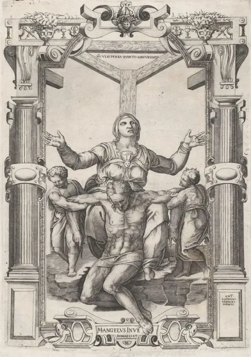 Framed Print : Pietawith Angels in Front of the Cross, 1547. 1547. Creator: Nicolas Beatrizet Framed Print : Pietawith Angels in Front of the Cross, 1547. 1547. Creator: Nicolas Beatrizet