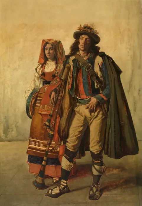Framed Print : Pifferari, 1856. Creator: Jan August Hendrik Leys