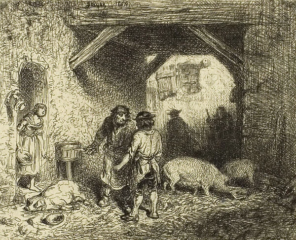 The Pig Slaughterers, 1844. Creator: Charles Emile Jacque