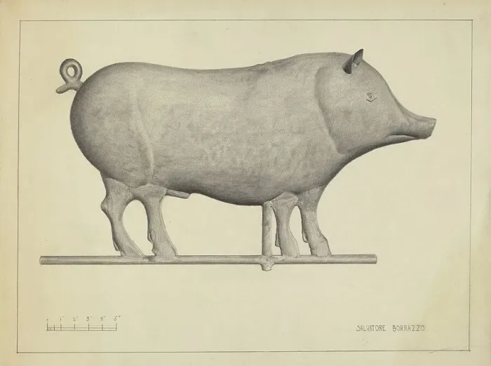 Framed Print : Pig Weather Vane, c. 1937. Creator: Salvatore Borrazzo Framed Print : Pig Weather Vane, c. 1937. Creator: Salvatore Borrazzo