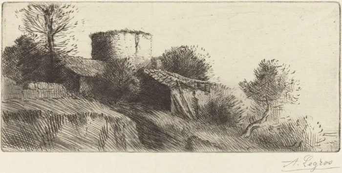Framed Print : Pigeon Tower (La tour aux pigeons). Creator: Alphonse Legros Framed Print : Pigeon Tower (La tour aux pigeons). Creator: Alphonse Legros