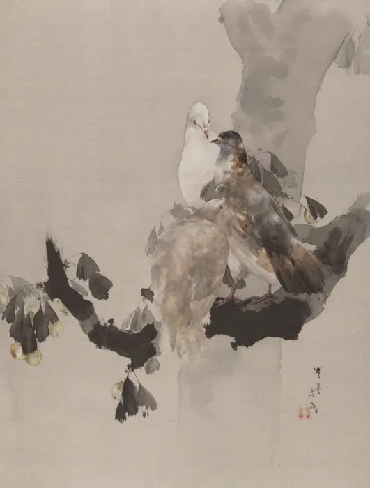 Framed Print : Pigeons in a Tree, ca. 1887. Creator: Watanabe Seitei Framed Print : Pigeons in a Tree, ca. 1887. Creator: Watanabe Seitei