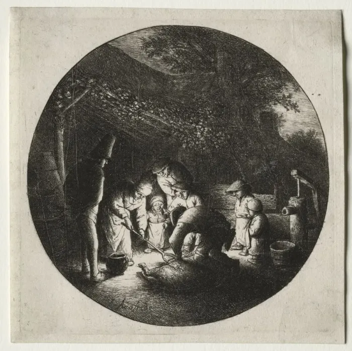 Framed Print : The pigkillers. Creator: Adriaen van Ostade (Dutch, 1610-1684) Framed Print : The pigkillers. Creator: Adriaen van Ostade (Dutch, 1610-1684)