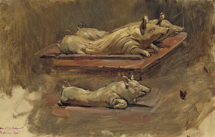 Framed Print : Pigs. Study for During Fasting Time, 1884. Creator: Carl Gustaf Hellqvist Framed Print : Pigs. Study for During Fasting Time, 1884. Creator: Carl Gustaf Hellqvist
