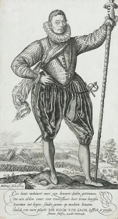 Framed Print : Pike Bearer, Facing Right, 1583. Creator: Hendrik Goltzius Framed Print : Pike Bearer, Facing Right, 1583. Creator: Hendrik Goltzius