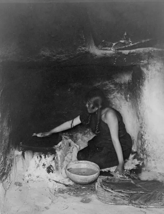 Framed Print : The piki maker-Hopi, c1906. Creator: Edward Sheriff Curtis Framed Print : The piki maker-Hopi, c1906. Creator: Edward Sheriff Curtis