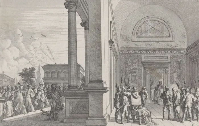 Framed Print : Pilate attempting to discharge Christ, from Iconographia, 1670. Creator: Melchior Küsel Framed Print : Pilate attempting to discharge Christ, from Iconographia, 1670. Creator: Melchior Küsel