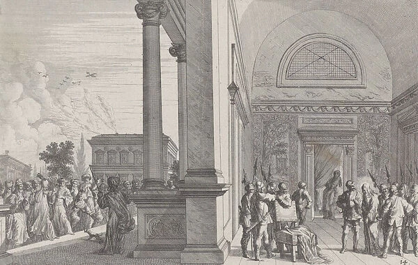 Pilate attempting to discharge Christ, from Iconographia, 1670. Creator: Melchior Küsel