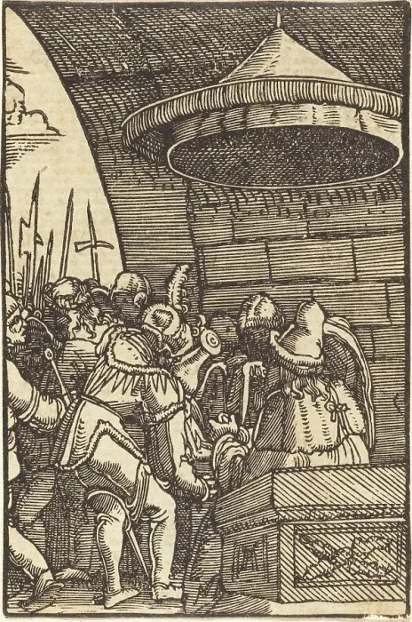 Framed Print : Pilate Washing His Hands, c. 1513. Creator: Albrecht Altdorfer Framed Print : Pilate Washing His Hands, c. 1513. Creator: Albrecht Altdorfer