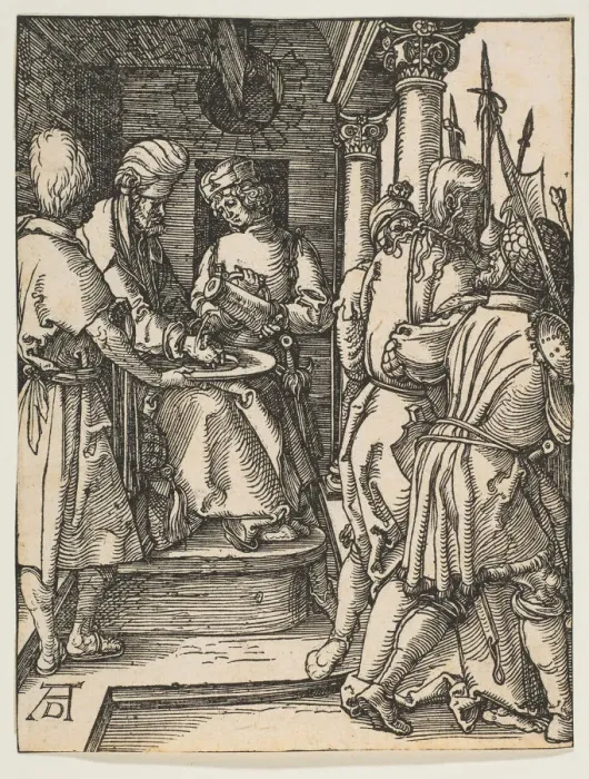 Framed Print : Pilate Washing His Hands, from The Small Passion, ca. 1509. Creator: Albrecht Durer Framed Print : Pilate Washing His Hands, from The Small Passion, ca. 1509. Creator: Albrecht Durer