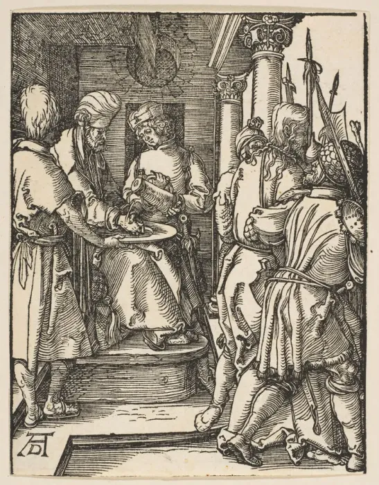 Framed Print : Pilate Washing His Hands, from The Small Passion, ca. 1509. Creator: Albrecht Durer Framed Print : Pilate Washing His Hands, from The Small Passion, ca. 1509. Creator: Albrecht Durer