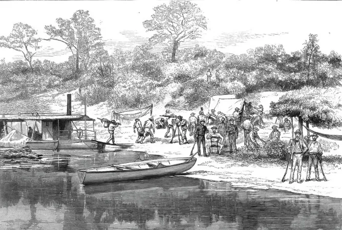 Framed Print : The Pilcomayo Expedition in South America - A halt on the way, 1890. Creator: Unknown Framed Print : The Pilcomayo Expedition in South America - A halt on the way, 1890. Creator: Unknown