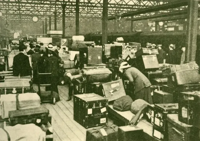 Framed Print : Piles of Luggage at Charing Cross Station, 1930. Creator: Unknown Framed Print : Piles of Luggage at Charing Cross Station, 1930. Creator: Unknown