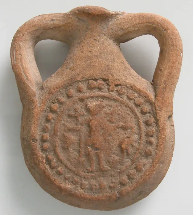 Framed Print : Pilgrim Flask, Coptic, 4th-7th century. Creator: Unknown Framed Print : Pilgrim Flask, Coptic, 4th-7th century. Creator: Unknown