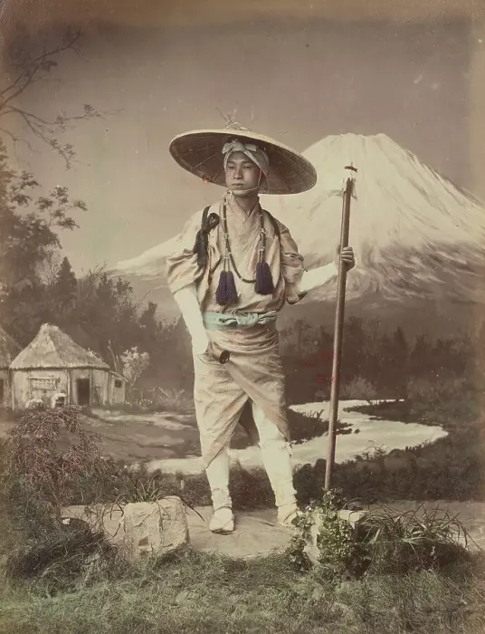 Framed Print : Pilgrim Going Up Fujiyama, 1870s-1890s. Creator: Kusakabe Kimbei Framed Print : Pilgrim Going Up Fujiyama, 1870s-1890s. Creator: Kusakabe Kimbei