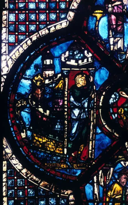 Framed Print : The pilgrim leaves Jerusalem for Jericho, stained glass, Chartres Cathedral, France, 1205-1215 Framed Print : The pilgrim leaves Jerusalem for Jericho, stained glass, Chartres Cathedral, France, 1205-1215