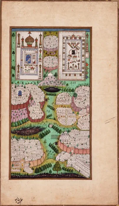 Framed Print : The Pilgrimage Cities of Arabia, Folio from a Gulshan-i Ishq (Rose Garden of Love), c1700. Creator: Unknown Framed Print : The Pilgrimage Cities of Arabia, Folio from a Gulshan-i Ishq (Rose Garden of Love), c1700. Creator: Unknown