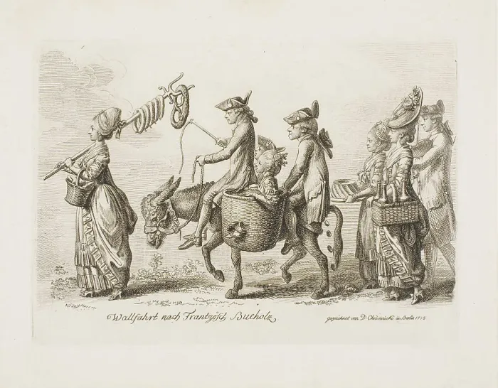 Framed Print : Pilgrimage to the Französisch Bucholz Spa near Berlin, 1779. Creator: Daniel Nikolaus Chodowiecki Framed Print : Pilgrimage to the Französisch Bucholz Spa near Berlin, 1779. Creator: Daniel Nikolaus Chodowiecki