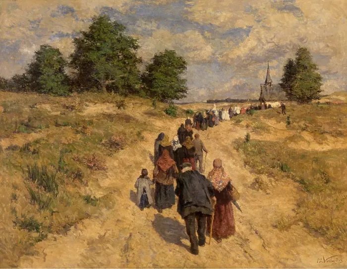 Framed Print : Pilgrimage in the Kempen. Creator: Isidore Verheyden Framed Print : Pilgrimage in the Kempen. Creator: Isidore Verheyden
