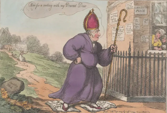 Framed Print : A Pilgrimage from Surry to Gloucester Place or the Bishop in an Extacy, February 27, 1809 Framed Print : A Pilgrimage from Surry to Gloucester Place or the Bishop in an Extacy, February 27, 1809