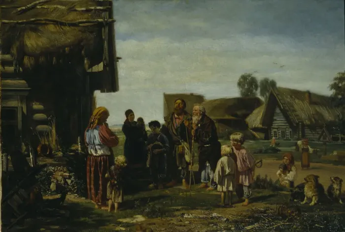 Framed Print : The Pilgrims, 1870. Artist: Pryanishnikov, Illarion Mikhailovich (1840-1894) Framed Print : The Pilgrims, 1870. Artist: Pryanishnikov, Illarion Mikhailovich (1840-1894)