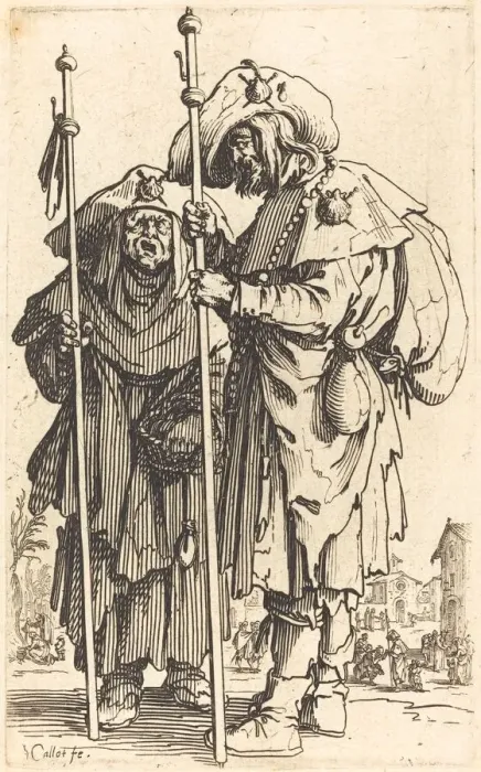 Framed Print : The Two Pilgrims, c. 1622. Creator: Jacques Callot Framed Print : The Two Pilgrims, c. 1622. Creator: Jacques Callot