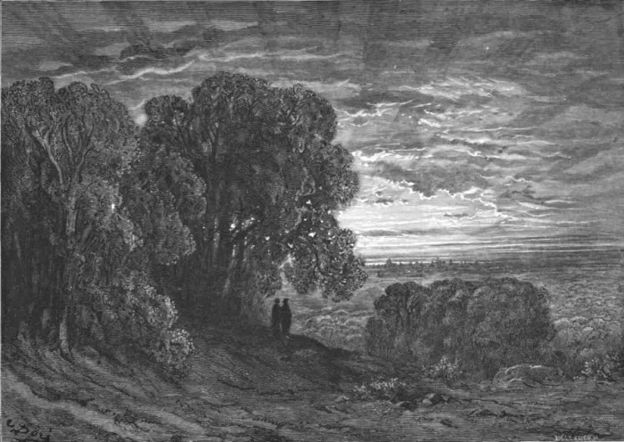 Framed Print : The Two Pilgrims at Highgate, 1872. Creator: Gustave Doré Framed Print : The Two Pilgrims at Highgate, 1872. Creator: Gustave Doré