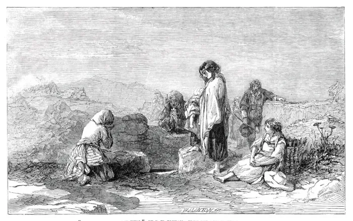 Framed Print : Pilgrims to the Holy Well - by F. W. Topham - from the new water colour exhibition, 1845 Framed Print : Pilgrims to the Holy Well - by F. W. Topham - from the new water colour exhibition, 1845