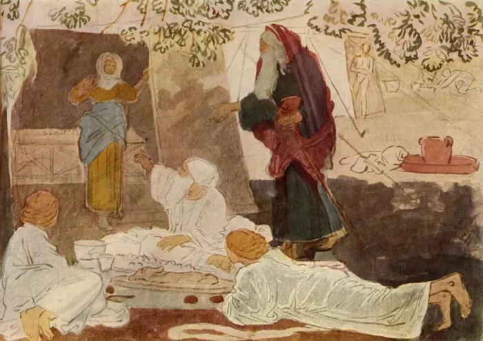 Framed Print : Three pilgrims visiting Abraham, mid 19th century, (1965). Creator: Aleksandr Ivanov Framed Print : Three pilgrims visiting Abraham, mid 19th century, (1965). Creator: Aleksandr Ivanov