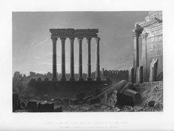 Pillars of the Great Temple at Balbec, 1841. Artist: J Sands