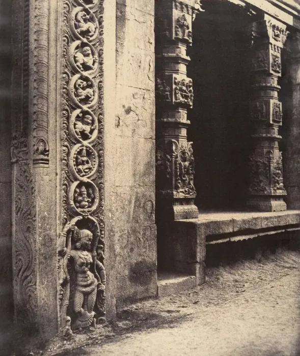 Framed Print : Pillars in the Recessed Portico in the Roya Gopuram, January-March 1858. Creator: Captain Linnaeus Tripe Framed Print : Pillars in the Recessed Portico in the Roya Gopuram, January-March 1858. Creator: Captain Linnaeus Tripe