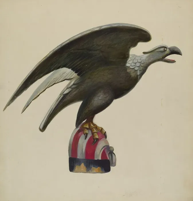 Framed Print : Pilot House Figure (Eagle), c. 1937. Creator: Vincent McPharlin Framed Print : Pilot House Figure (Eagle), c. 1937. Creator: Vincent McPharlin
