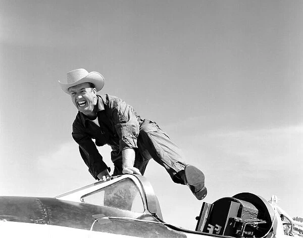 Pilot Joe Walker and the X-1A, California, USA, 1955. Creator: NASA
