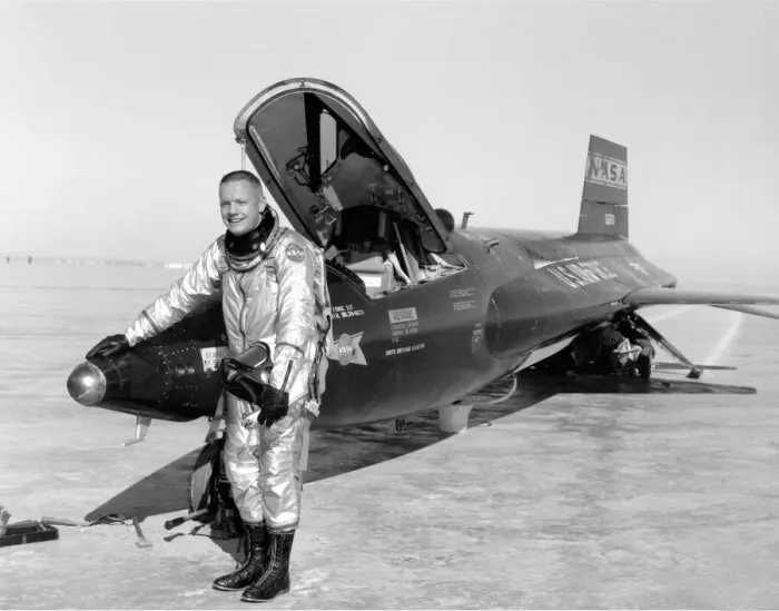 Framed Print : Pilot Neil Armstrong and X-15 #1, 1960. Creator: NASA Framed Print : Pilot Neil Armstrong and X-15 #1, 1960. Creator: NASA
