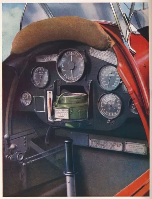 Framed Print : Pilots cockpit of a Tiger Moth equipped for blind flying, c1936 (c1937) Framed Print : Pilots cockpit of a Tiger Moth equipped for blind flying, c1936 (c1937)