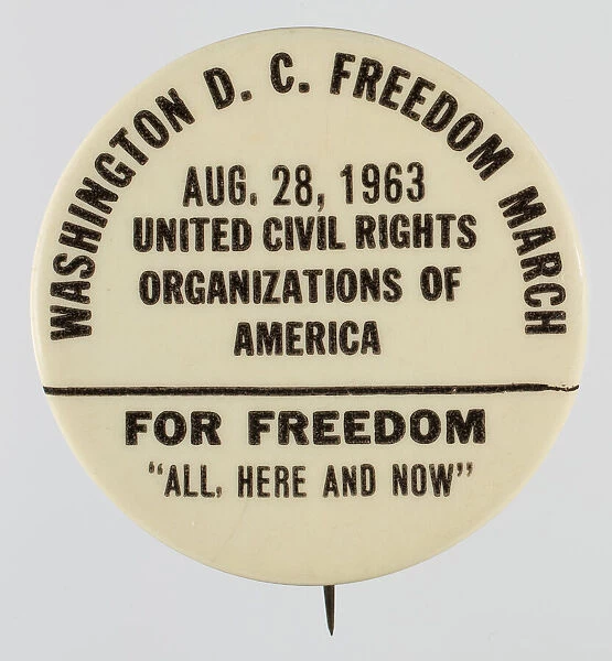 Pinback button for the 1963 Freedom March, 1963. Creator: Unknown
