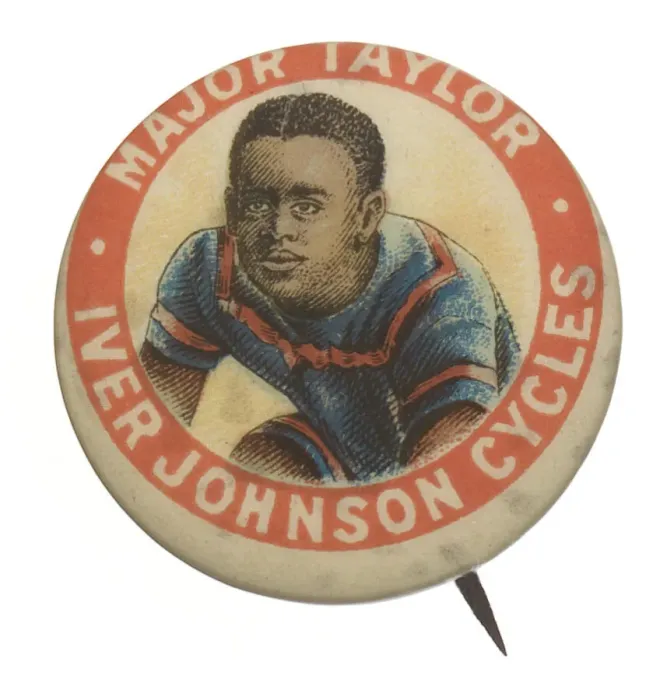 Framed Print : Pinback button featuring Marshall Major Taylor, ca. 1899. Creator: Unknown Framed Print : Pinback button featuring Marshall Major Taylor, ca. 1899. Creator: Unknown