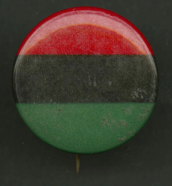Pinback button of the Pan-African flag, after 1955. Creator: AFL-CIO