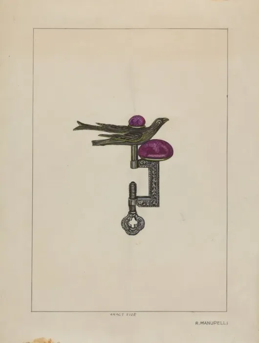 Framed Print : Pincushion and Thread Holder, c. 1936. Creator: Raymond Manupelli Framed Print : Pincushion and Thread Holder, c. 1936. Creator: Raymond Manupelli