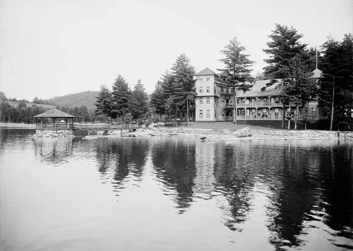 Framed Print : Pine Grove Springs Hotel, Lake Spofford, N.H. between 1900 and 1905. Creator: Unknown Framed Print : Pine Grove Springs Hotel, Lake Spofford, N.H. between 1900 and 1905. Creator: Unknown