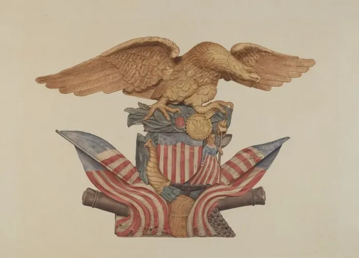 Framed Print : Pine Ornament (Eagle), 1935 / 1942. Creator: Unknown Framed Print : Pine Ornament (Eagle), 1935 / 1942. Creator: Unknown