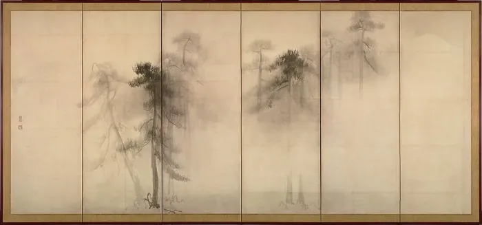 Framed Print : Pine Trees (Left of a pair of six-section folding screens), 16th century. Artist: Hasegawa, Tohaku (1539-1610) Framed Print : Pine Trees (Left of a pair of six-section folding screens), 16th century. Artist: Hasegawa, Tohaku (1539-1610)