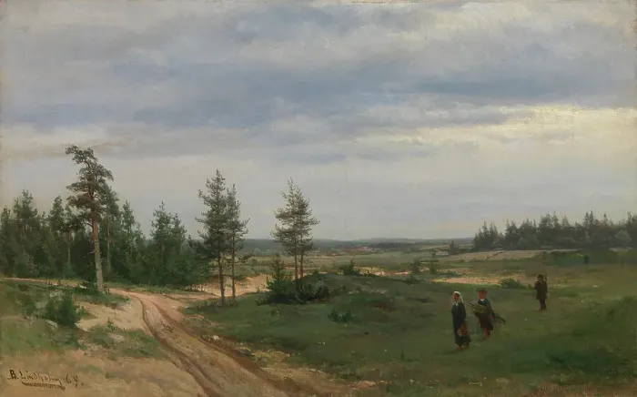Framed Print : Pine trees in Uusimaa, 1869. Creator: Berndt Lindholm Framed Print : Pine trees in Uusimaa, 1869. Creator: Berndt Lindholm