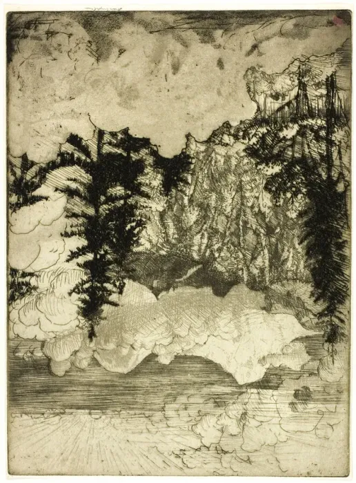 Framed Print : The Two Pines, Switzerland, 1908. Creator: Donald Shaw MacLaughlan Framed Print : The Two Pines, Switzerland, 1908. Creator: Donald Shaw MacLaughlan