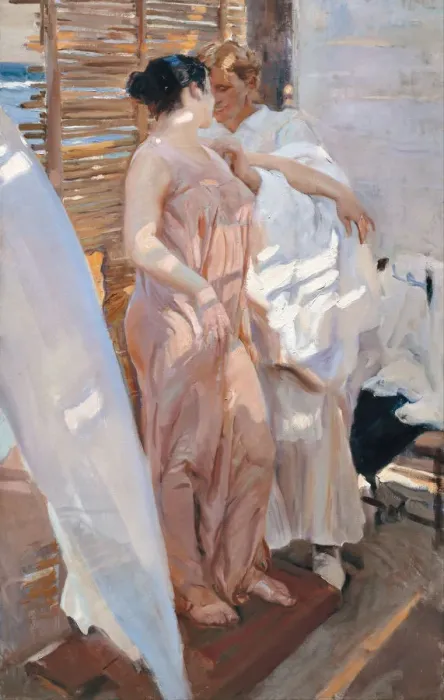 Framed Print : The Pink Robe. After the Bath. Artist: Sorolla y Bastida, Joaquin (1863-1923) Framed Print : The Pink Robe. After the Bath. Artist: Sorolla y Bastida, Joaquin (1863-1923)