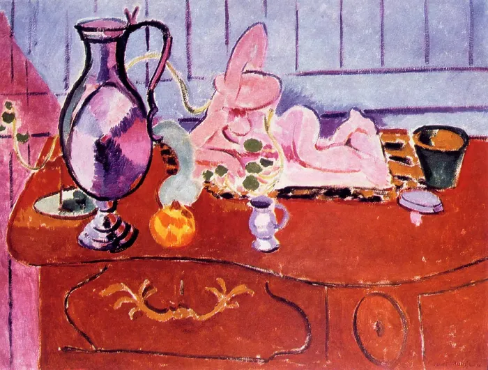 Framed Print : Pink Statuette and Jug on a Red Chest of Drawers, 1910. Creator: Henri Matisse. Pink Statuette and Jug on a Red Chest of Drawers, 1910. Creator: Henri Matisse Framed Print : Pink Statuette and Jug on a Red Chest of Drawers, 1910. Creator: Henri Matisse. Pink Statuette and Jug on a Red Chest of Drawers, 1910. Creator: Henri Matisse